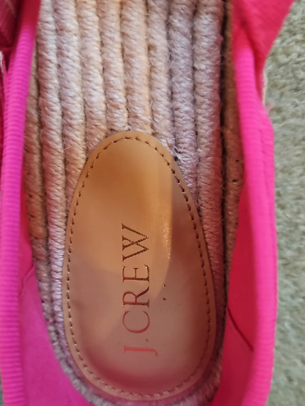 J. Crew Bright Pink Canvas Mary Jane Espadrille Flats with Buckle